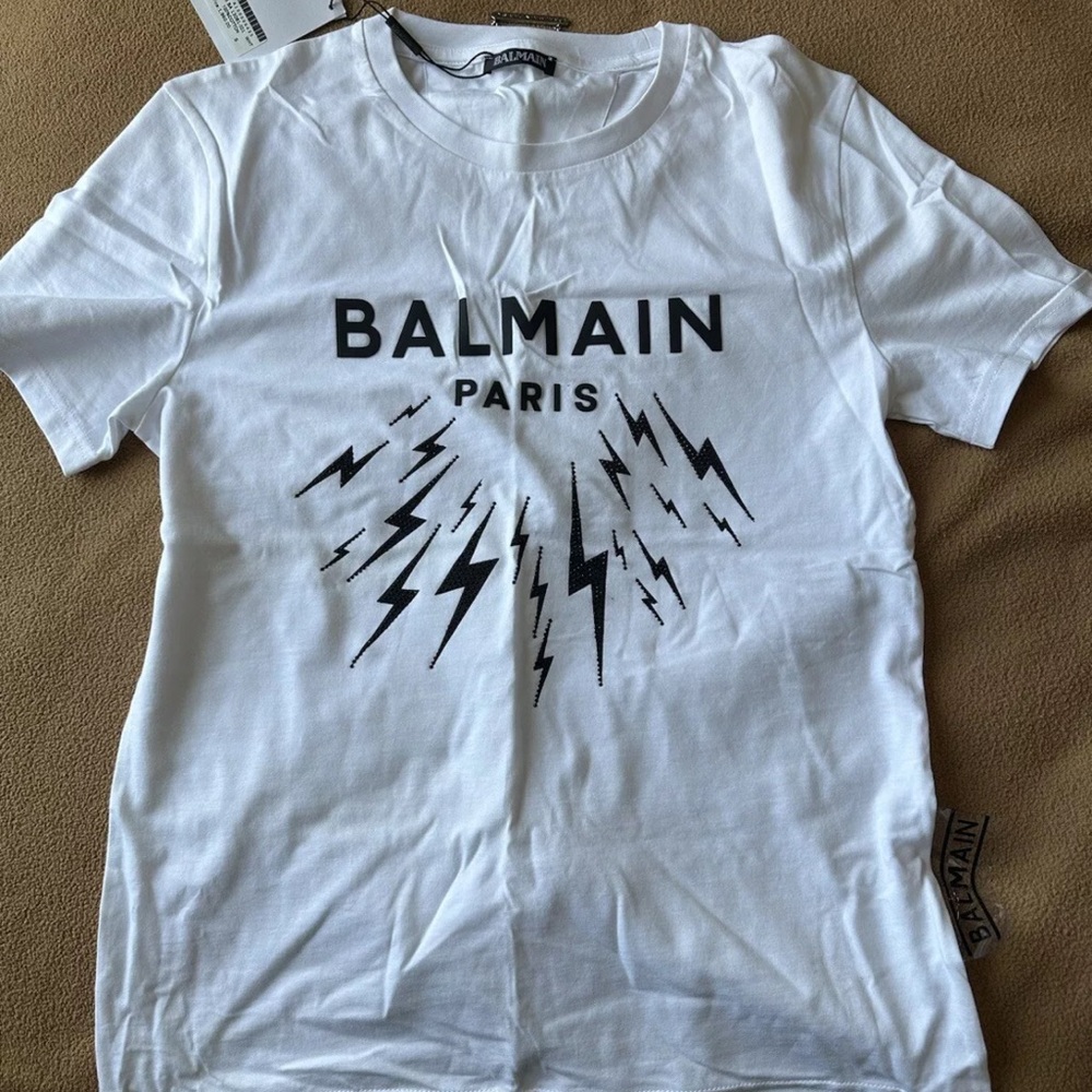 BALMAIN white t-shirt men, S size
